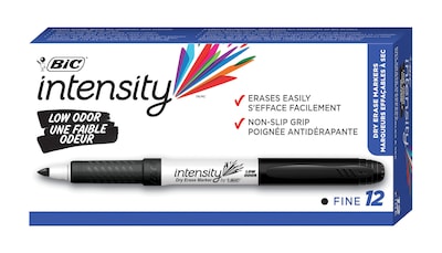 BIC Intensity Dry Erase Markers, Fine Tip, Black, 12/Pack (GDE11BLK)
