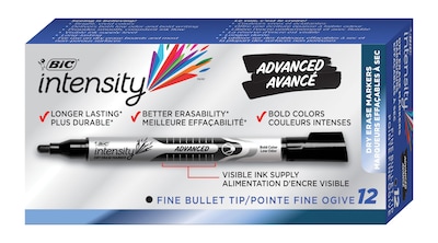 UPC 070330349117 product image for BIC Intensity Advanced Dry Erase Markers, Bullet Tip, Black, 12/Pack (GELIP11-BL | upcitemdb.com
