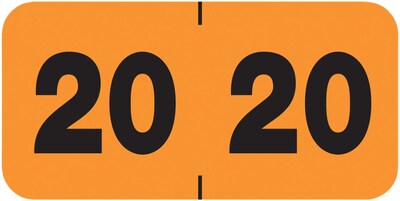 Medical Arts Press® Large Flourescent Orange End-Tab Year Labels, 2020