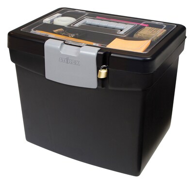 Storex Portable File Storage Box, Letter, Black (STX61502U01C)