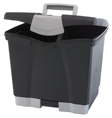 Storex File Box with Pull-Out Tray, Letter Size, Black (61523E02C)