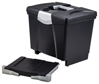 Storex File Box with Pull-Out Tray, Letter Size, Black (61523E02C)