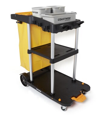 Coastwide Professional™ Click-Connect Janitorial Cart, 2 Shelf Set with Accessories (CW55228)