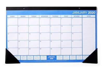 2020 Monthly Desk Pad Calendar, Blue and White, 17-3/4 x 10-7/8 (56440-20)