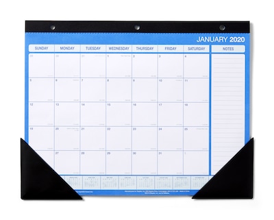 2020 Monthly Desk Pad Calendar, Blue and White, 11 x 8-1/2 (56442-20)