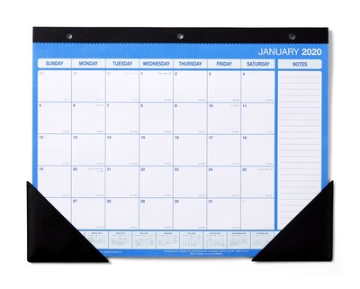 2020 Monthly Desk Pad Calendar, Blue and White, 11 x 8-1/2 (56442-20)