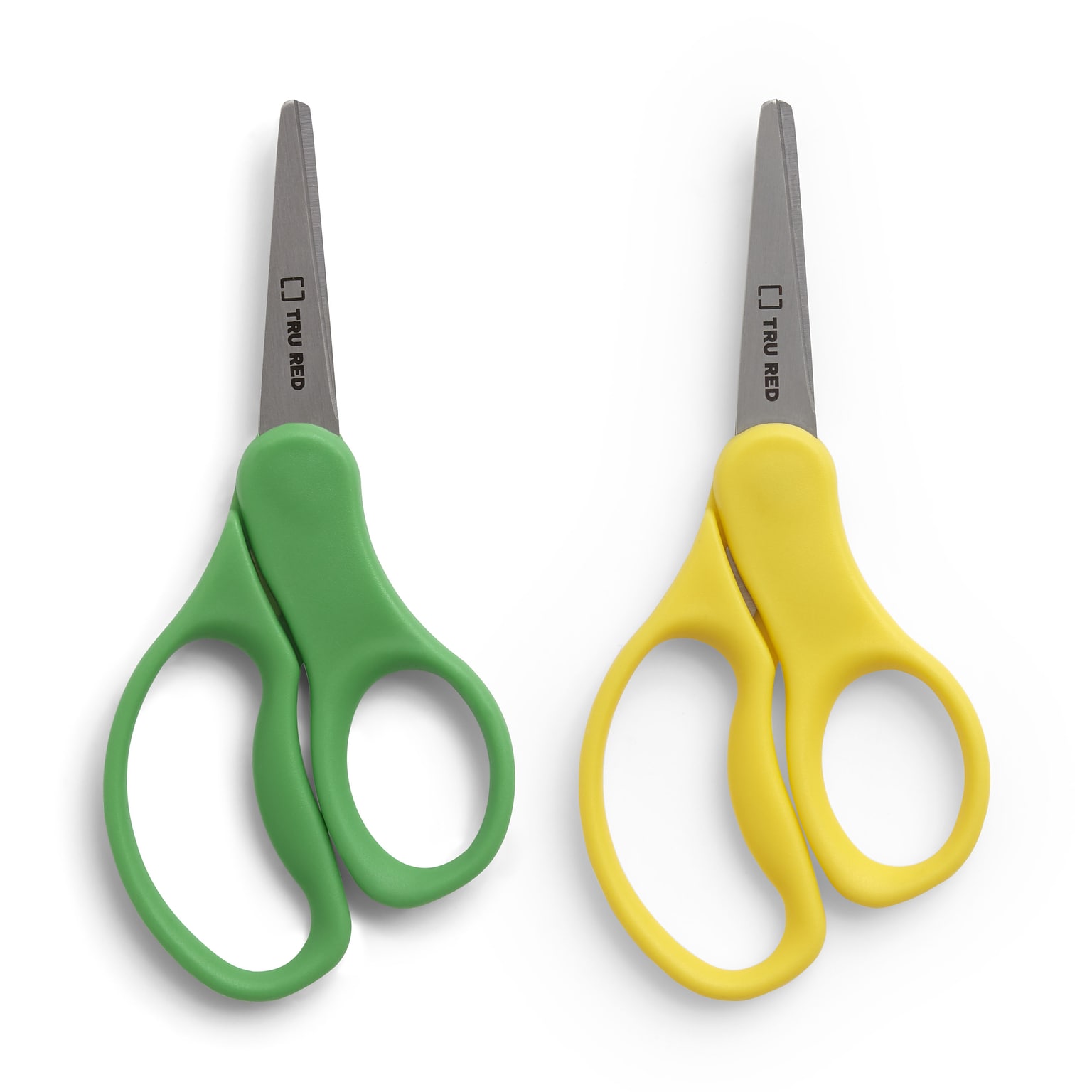 TRU RED™ 5 Kids Pointed Tip Stainless Steel Scissors, Straight Handle, Right & Left Handed, 2/Pack (TR55054)