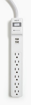 NXT Technologies™ 6-Outlet 2 USB Surge Protector, 6' Braided Cord, 900 Joules (NX54315)