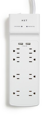 NXT Technologies™ 8-Outlet 2 USB Surge Protector, 6' Braided Cord, 2100 Joules (NX54317)