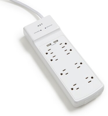 NXT Technologies™ 8-Outlet 2 USB Surge Protector, 6 Braided Cord, 2100 Joules (NX54317)