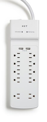 NXT Technologies™ 10-Outlet 2 USB Surge Protector, 6' Braided Cord, 3000 Joules (NX54318)