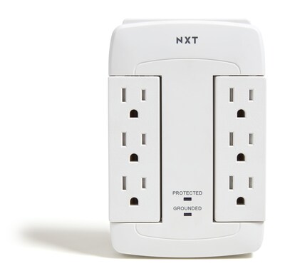 NXT Technologies™ 6-Outlet 2 USB Swivel Wall Tap, 900 Joules (NX54322)