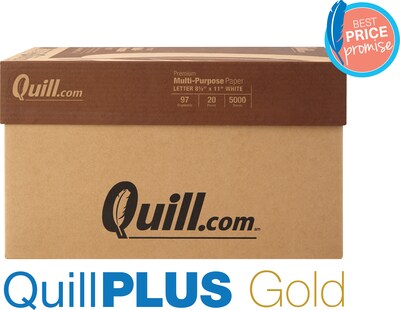 QuillPLUS Quill Brand® 8.5 x 11 Premium Multipurpose Paper, 20 lbs., 97 Brightness, 500 Sheets/Ream 10 Reams/Carton (X81120CT)