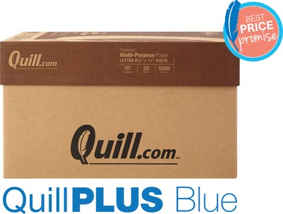 QuillPLUS Quill Brand® 8.5 x 11 Premium Multipurpose Paper, 20 lbs., 97 Brightness, 500 Sheets/Ream 10 Reams/Carton (X81120CT)