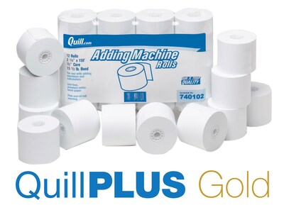 QuillPLUS Quill Brand® Bond Cash Register Rolls, 12 Pack, 1-Ply, 3 x 150