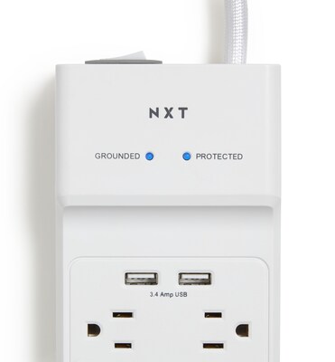 NXT Technologies™ 8-Outlet 2 USB Surge Protector, 6' Braided Cord, 2100 Joules (NX54317)