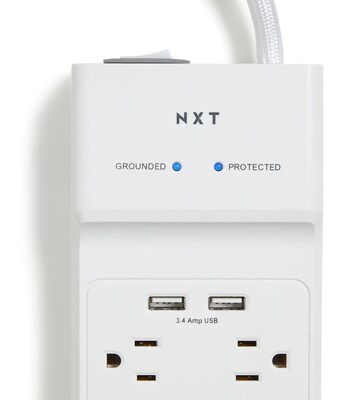 NXT Technologies™ 10-Outlet 2 USB Surge Protector, 6 Braided Cord, 3000 Joules (NX54318)
