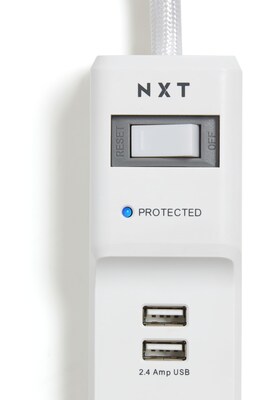 NXT Technologies™ 6-Outlet 2 USB Surge Protector, 6' Braided Cord, 900 Joules (NX54315)