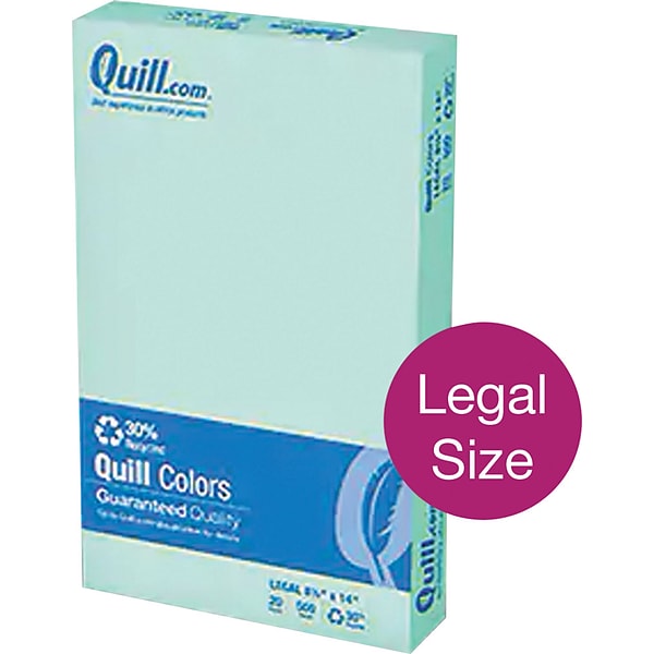 Quill Brand® 30% Recycled 8.5 x 11 Multipurpose Paper, 20 lbs., Blue, 500  sheets/Ream (720559)