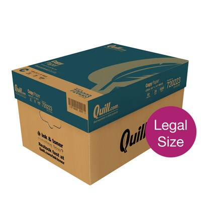 Quill Brand® 8.5" x 14" Copy Paper, 20 lbs., 92 Brightness, 500 Sheets/Ream, 10 Reams/Carton (720223)