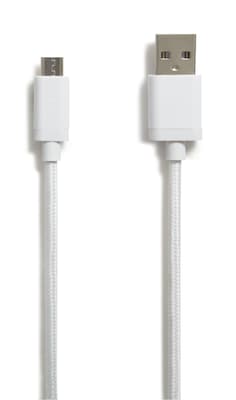 NXT Technologies 6 Ft. Braided USB-A to Micro-USB Charging Cable for Samsung/Android, White (NX54696)