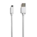 NXT Technologies 6 Ft. Braided USB-A to Micro-USB Charging Cable for Samsung/Android, White (NX54696)