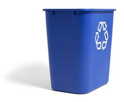 Coastwide Professional Plastic Indoor Recycling Container Without Lid, Blue Soft Molded Plastic, 7 Gallon (CW56432)