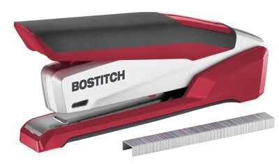 Bostitch InPower Reduced-Effort Desktop Stapler, 28-Sheet Capacity, Staples Included, Red (AMAX1117)