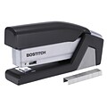 Bostitch InJoy™ Spring-Powered Compact Stapler, 20-Sheet, Half-Strip Capacity, Gray/Black (1510)