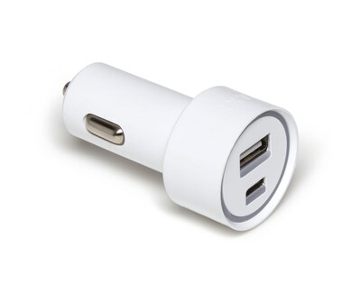 NXT Technologies™ Universal 2-Port USB-C and USB-A Car Charger, White (NX1234)