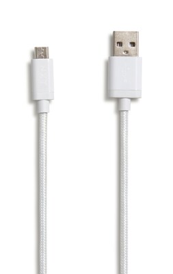 NXT Technologies 4 Ft. Braided USB-A to Micro-USB Charging Cable for Samsung/Android, White (NX54338)