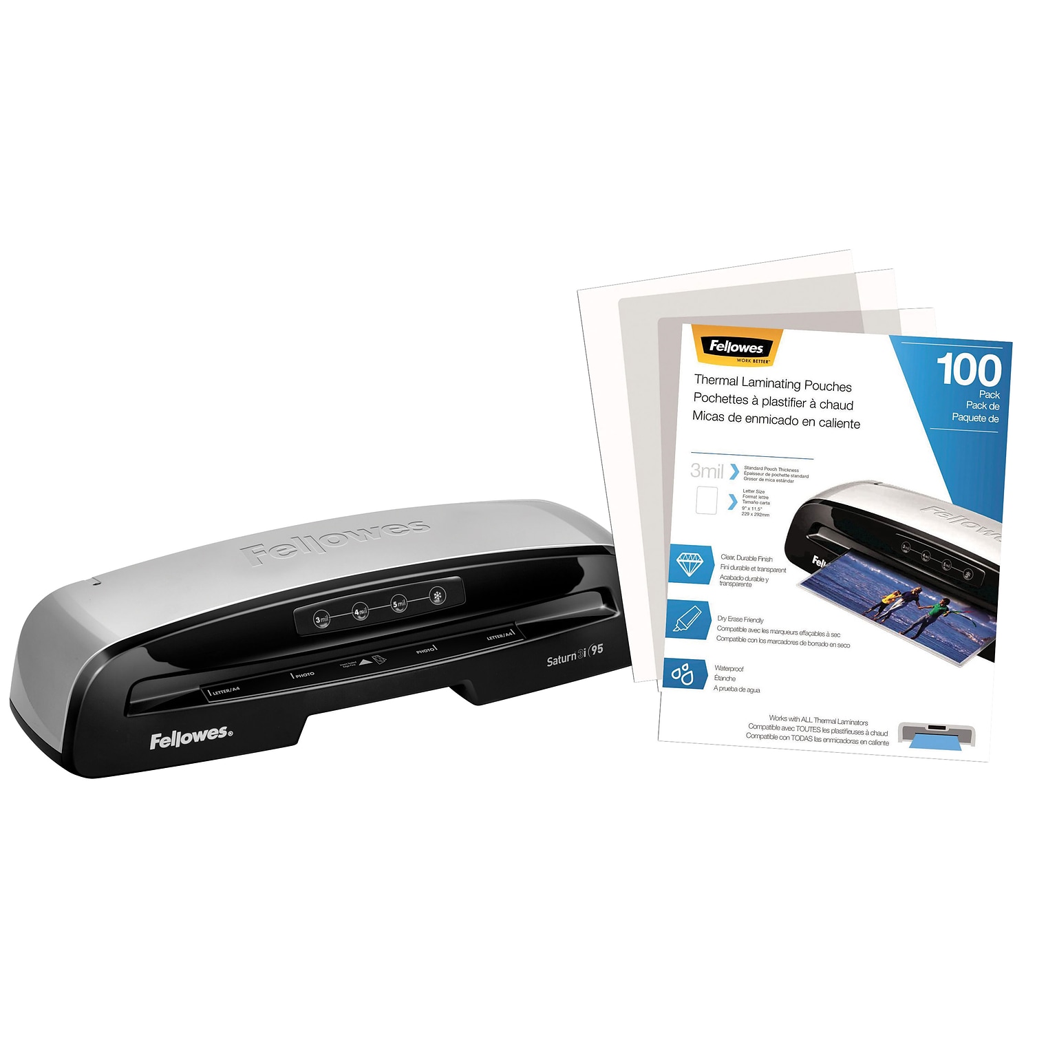 Fellowes Saturn 3i 95 Thermal/Cold Laminator & Pouches - Special Offer!