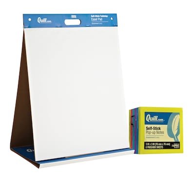 Quill Brand® Self-Stick Easel Pad Table Top Flip Chart & Quill Brand® Self-Stick Pop-Up Notes; 3 x 3, 6/Pack - Special Offer!
