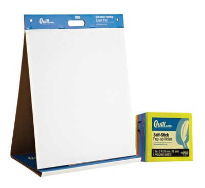 Quill Brand® Self-Stick Easel Pad Table Top Flip Chart & Quill Brand® Self-Stick Pop-Up Notes; 3 x 3, 6/Pack - Special Offer!