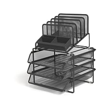 TRU RED™ All-In-One 10-Compartment Wire Mesh Compartment Storage, Matte Black (TR57530)