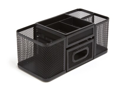 TRU RED™ 7-Compartment Wire Mesh Accessory Holder, Matte Black (TR57541)