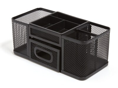 TRU RED™ 7-Compartment Wire Mesh Accessory Holder, Matte Black (TR57541)