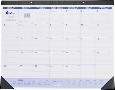 2020 Quill Brand® 19 x 24 Monthly Desk Pad Calendar, Black (52164-20)