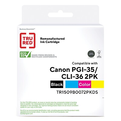 TRU RED™ Remanufactured Black/Color Standard Yield Ink Cartridge Replacement for Canon PGI-35/CLI-36 (1509B007), 2/Pack