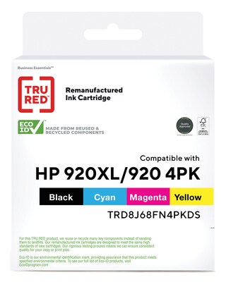 TRU RED™ Remanufactured Black High Yield/Color Standard Yield Ink Cartridge Replacement for HP 920XL/920 (D8J68FN), 4/Pack