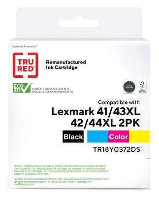 TRU RED™ Remanufactured Black/Color High Yield Ink Cartridge Replacement for Lexmark 43/44 (18Y0372), 2/Pack
