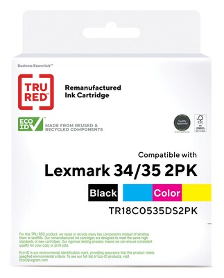 TRU RED™ Remanufactured Black/Color Standard Yield Ink Cartridge Replacement for Lexmark 34/35 (18C0535), 2/Pack