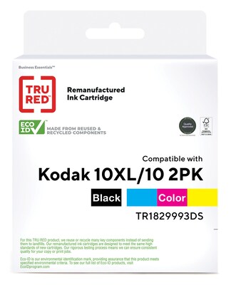 TRU RED™ Remanufactured Black High Yield/Tri-Color Standard Yield Replacement for Kodak 10B XL/10C (8237216/1829993), 2/Pack