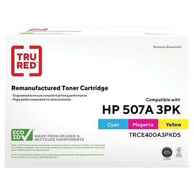 TRU RED™ Remanufactured Tri-Color Standard Yield Toner Cartridge Replacement for HP 507A (CE401A/CE402A/CE403A), 3/Pack