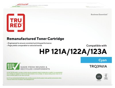 TRU RED™ Remanufactured Cyan Standard Yield Toner Replacement HP 121A-122A-123A/Canon EP-87 (C9701A/Q3961A/Q3971A/7432A005)