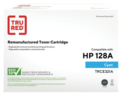 TRU RED™ HP 128A (CE321A) Cyan Remanufactured Standard Yield Toner Cartridge