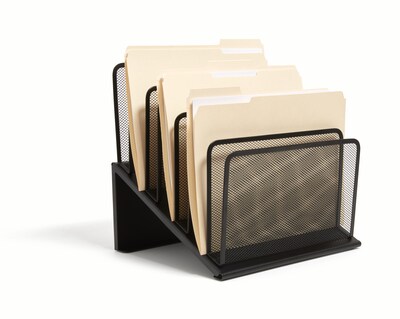 Tru Red 7 Compartment Wire Mesh File Organizer Matte Black