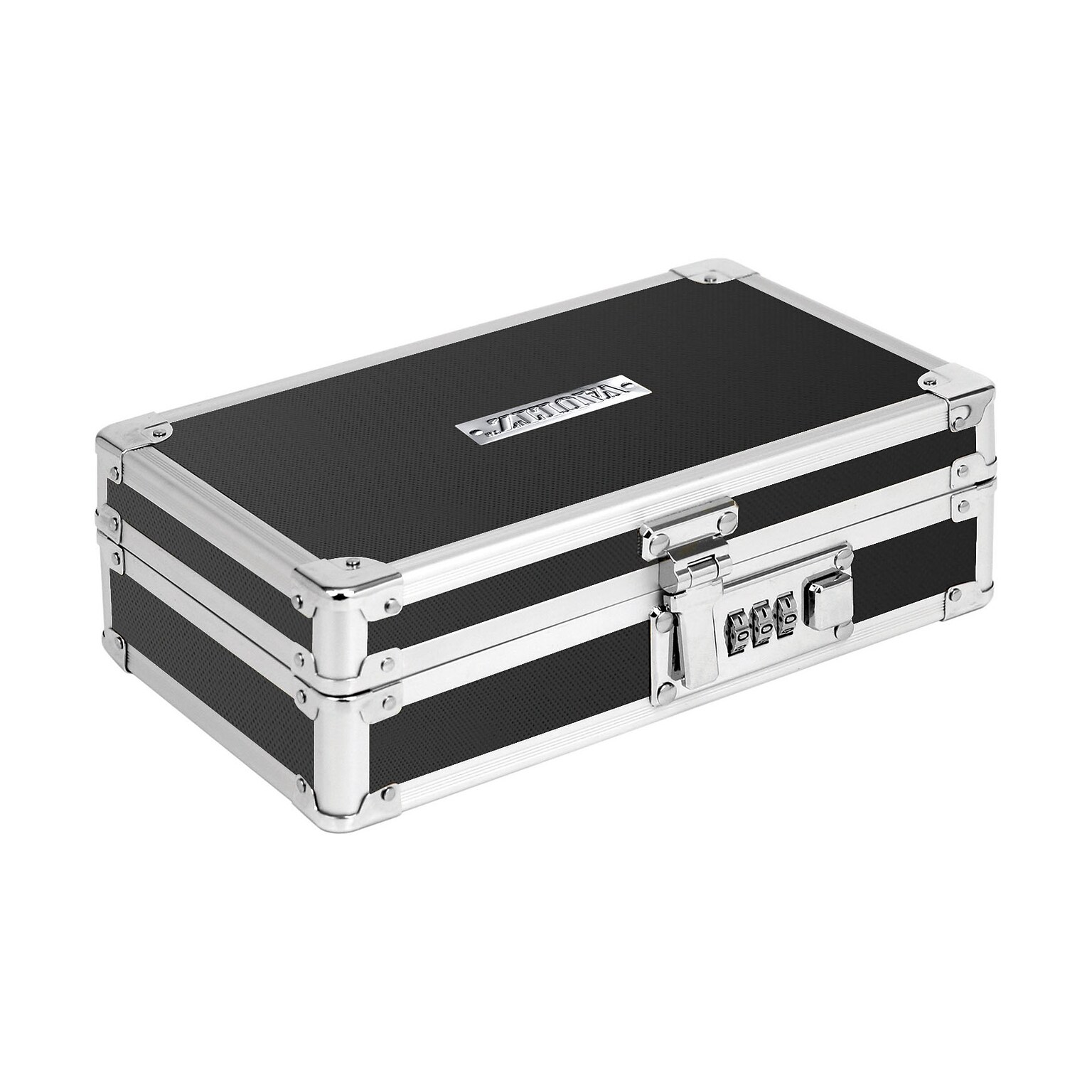 Vaultz® Locking Mini Cash Box with Tray, 2.75 x 8.5 x 5.5, Black (VZ00304)