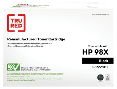 TRU RED™ Remanufactured Black High Yield Toner Cartridge Replacement for HP 98X (92298X)