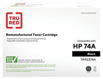 TRU RED™ Remanufactured Black Standard Yield Toner Cartridge Replacement for HP 74A (92274A)